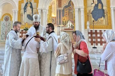 Земля празднует и ликует, радуется и Небо вознесением днесь Творца твари