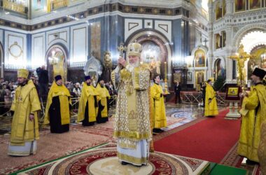 В канун Нового года Святейший Патриарх Кирилл совершил молебное пение на новолетие в Храме Христа Спасителя